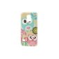 [A4E] Compatible with: Samsung Galaxy S5 Mini (G800) - Case, Case, Cover, Hard - with sweet owl Owl Design in blue / purple / pink / green (Electronics)