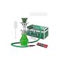 Shisha Hookah Hookah Taffstyle® set with aluminum case 2go to go Ideal for travel and Move, accessories - hose, 5 mouthpieces, tongs and coal charcoal 1 roll with 10 pieces Green (household goods)