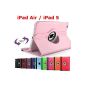 King Cameleon color LIGHT PINK for Apple iPad 5 AIR - BAG Bag Multi Angle ROTARY 360 - Many colors available - SMART COVER Shell Case PU LEATHER, 360 ° rotation, Stand, magnetic / magnet to standby - 1 PEN INCLUDED! !!  (Office supplies)