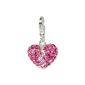 Silver Dream Glitter Charm Love Heart pink Swarovski crystals SHINY pendant 925 silver charm bracelets for necklace earring GSC305 (jewelry)