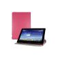 kwmobile® LEATHER 360 premium for Asus Memo Pad 10 ME102A Fuchsia with media function and Auto Sleep / Wake Up (Electronics)