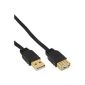USB 2.0 extension cable flat - A male / female - black - gold contacts - 1m (Personal Computers)