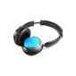 MusicMan Bass Head Stereo Headphones (battery, MP3 player, FM radio and MicroSD card slot) Blue (Electronics)