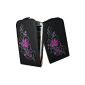 Handyfrog Leather Flip Case for Samsung Galaxy S4 mini black pink Flower (Electronics)