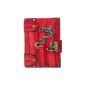 Red leather notebook Bounded Chinese dragon pendant Diary Note diaries blocks books Blank Books Paperback Women Men Girls Boys toddler (Office supplies & stationery)