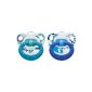 NUK Silicone Soother, Dummy, Happy Days with ring, BPA-Free, 2 pieces, blue / green (Baby Product)