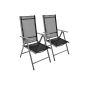 Nexos folding chairs folding chair Set of 2 aluminum garden chair alu camping chair adjustable, black (garden products)