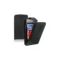 Black leather flip-style case cover for Huawei Ascend Y200 (U8655) - Flip Case Cover + 2 Screen Protector (Electronics)