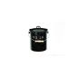 Karl Kruger trash can with lid, trash can, speckled black and white, made of steel, inside and outside enamelled, wooden handle, 10 l