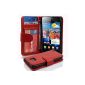 Case Cover Shell PU Leather Book Style Case for Samsung Galaxy S2 I9100 in red (Wireless Phone Accessory)