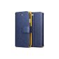 6 iPhone Case, Terrapin Pouch Leather Case for iPhone 6 shell - Navy (yellow inside) (Electronics)