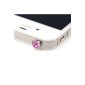 kwmobile® dust and dirt protection DIAMOND BUTTON PINK for the audio output.  Suitable for Samsung Galaxy S3 i9300 S4 i9500 Note 2 N7100 mini i8190 S2 i9100 / Apple iPhone 5 4S 4 3GS / HTC Desire One M7 Sony Xperia and other devices with 3.5 mm jack (Wireless Phone Accessory)