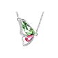 Le Premium® breaking Cocoon Butterfly Necklace MADE WITH SWAROVSKI® ELEMENTS Peridot Green + Pink Crystals (jewelry)