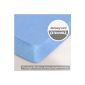 Waterproof mattress protector 60x120 cm - Flora - Jersey polyester / cotton, Light Blue