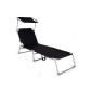 TecTake® Gartenliege sunbed beach chair leisure deck with sun roof 190cm black