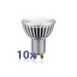 Spot GU10 lamp LED, PAR16, frosted, to speak (white-cold light corresponding to a light bulb of 29 W, 300 Lumen, 5 Watt, 230 volt AC, ten pieces of package)