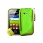 TPU Silicone Gel Case S-Series Case Cover For Samsung Galaxy Y GT-S5360 + Mini Stylus + Screen Protector (Green) (Wireless Phone Accessory)
