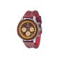 DETOMASO Gents stainless steel case leather strap mineral glass FLORENCE STYLE Chronograph trend multicolor / red SL1624C-BY (clock)