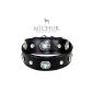 MICHUR Alonzo dog collar, leather collar, collar, black, EU BLUE STONES WITH Rivet, available in different sizes (Misc.)