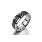 MunkiMix steel Carbon Carbon Fiber carbon fiber ring band Silver Black Charm Charm Elegant Men (jewelry)