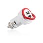 Wicked Chili Dual High Speed ​​Car Charger for Apple iPad 2 Air / Air / 4/3/2, iPad mini 3/2/1, iPhone 6 / 6Plus / 5S / 5C / 5 / 4S / 4 / 3GS (Quick Charger Adapter, 12V / 24V, 3100mA, 2x USB, white / red) (accessory)
