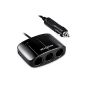 AVANTEK R31 3 Ways Cigarette Lighter Adapter distribution car charger mobile phone car charger with 2 USB ports, Black (Wireless Phone Accessory)