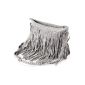 gray bag with fringes