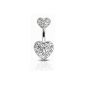 Navel piercing jewelry Swarowsky heart Material Surgical Steel ColorClear (jewelry)