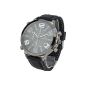 Men Cool super big dial quartz steel Silicone Band Wrist Watch White (clock)