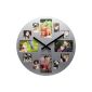 Wall clock round with 12 picture frames in silver with black pointer