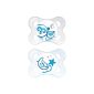 MAM 523 311 - Night Silicone 0-6, pacifiers, for boys, twin pack, assorted colors - BPA free