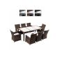 Wicker garden furniture in Brown - Set Chairs Brown 8: 58 x 57.5 x 84 cm - Table White 190 x 90 x 75 cm - VARIOUS COLORS (Garden)