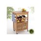 Küchenwagen - Serving - Küchentrolly Bamboo 88 x 36 x 60 cm with drawer, wine rack, fruit basket and cabinet (household goods)