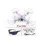 Fordex Group® new version x5C RTF Syma RC Helicopter 2.4G 4CH 6 Axis Gyro / Flash Lights RC Quadcopter A 360 degree 3D remote control helicopter helicopters with additional HD 2.0MP camera 5 Pcs 500mAh Batteries + 3D glasses + 5 in 1 charging cable As Gifts Free (Toy)