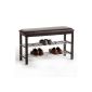 Bench with shelf SANA shoes, brown lacquered 2 shelves