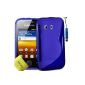 TPU Silicone Gel Case S-Series Case Cover For Samsung Galaxy Y GT-S5360 + Mini Stylus + Screen Protector (Blue) (Wireless Phone Accessory)