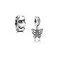 Original Pandora Gift Set - 1 silver pendant vintage butterfly with clear cubic zirconia 791255CZ and 1 silver intermediate element Starfall 790 985 (jewelry)