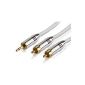 HDGear AC0120-015 Premium Stereo audio cable with gold-plated connectors, 3.5 mm jack to 2 RCA, length 1.5 m (White) (Accessory)
