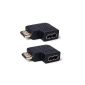 Xcellent Global - Pack 2 broadband 90 degree angle HDMI Male to Female Adapter Right coupler gold-plated M-Extender AV004P (Electronics)