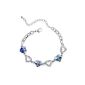Mother's Day Gift for Mom Gift MARENJA Crystal Woman Bracelet Women Heart of Ocean Austrian Crystal White Gold Plated Blue 18-24cm (Jewelry)