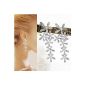 SODIAL (R) Nice Long Crystal Long Crystal Rhinestone Flower Fringe Earring Wedding Banquet Nine - Silver (Jewelry)
