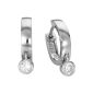 Basic Silver Ladies Earrings SCR09 Hoop Earrings Sterling Silver 925 White Cubic Zirconia (jewelry)