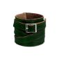 SilberDream Leather Bracelet stainless steel fasteners from dark green color Size 17cm Bracelet Men LA1302G (Jewelry)
