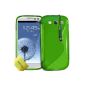 Samsung Galaxy S3 S III i9300 TPU Silicone Case Cover Skin Case Cover protector, cleaning cloth, mini stylus AOA CasesTM (NOT for Samsung S3 Mini appropriate!) (Green) (Wireless Phone Accessory)