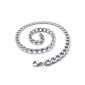 Konov jewelry men's chain, wide stainless steel tanks Figaro chain necklace, silver - width 8mm - 60cm (jewelry)