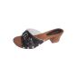 'Marited' Wood and Leather Clogs, Sandals, Black, Platform (Clothing)