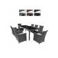 Garden room 8 + 1 - gray wicker - 8 chairs Grey - Black Table 190 x 90 x 75 cm - VARIOUS COLORS
