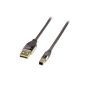 LINDY 41584 CROMO - Gilded USB 2.0 Cable - Type A Male to USB 2.0 Type B plug - 5m (Personal Computers)