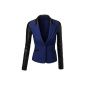 Doublju Pleather Sleeves And Collar Blazer With Piping Detail (Textiles)