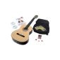Calida Benita 4/4 Classical Guitar Natural incl. Accessories set (Acoustic Guitar Set incl. Guitar Bag backpack straps and music compartment, guitar school with CD & DVD, pitch pipe, picks, extra strings) (Electronics)